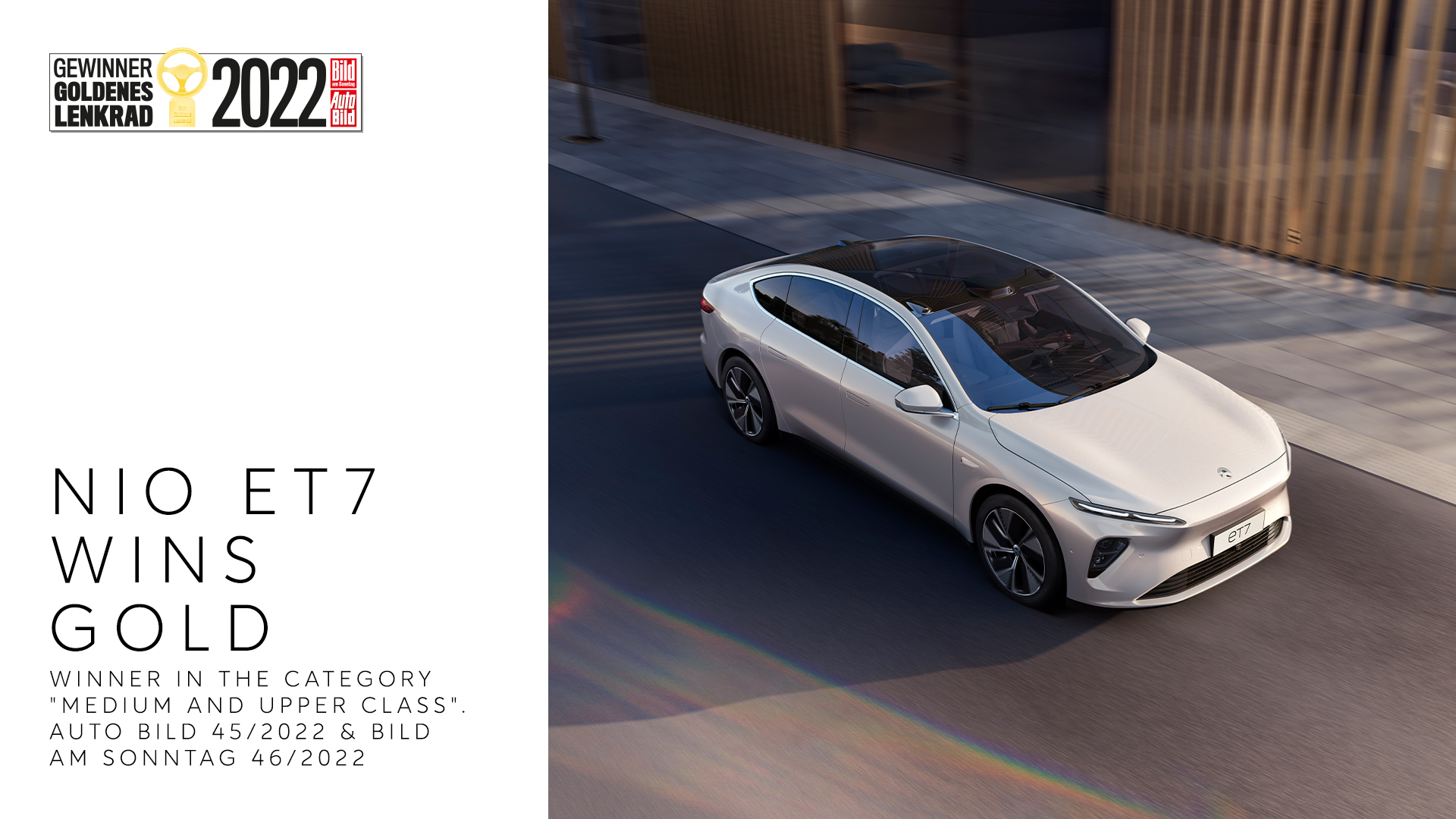 NIO ET7 recognized in Germany and awarded the GOLDEN STEERING WHEEL 2022