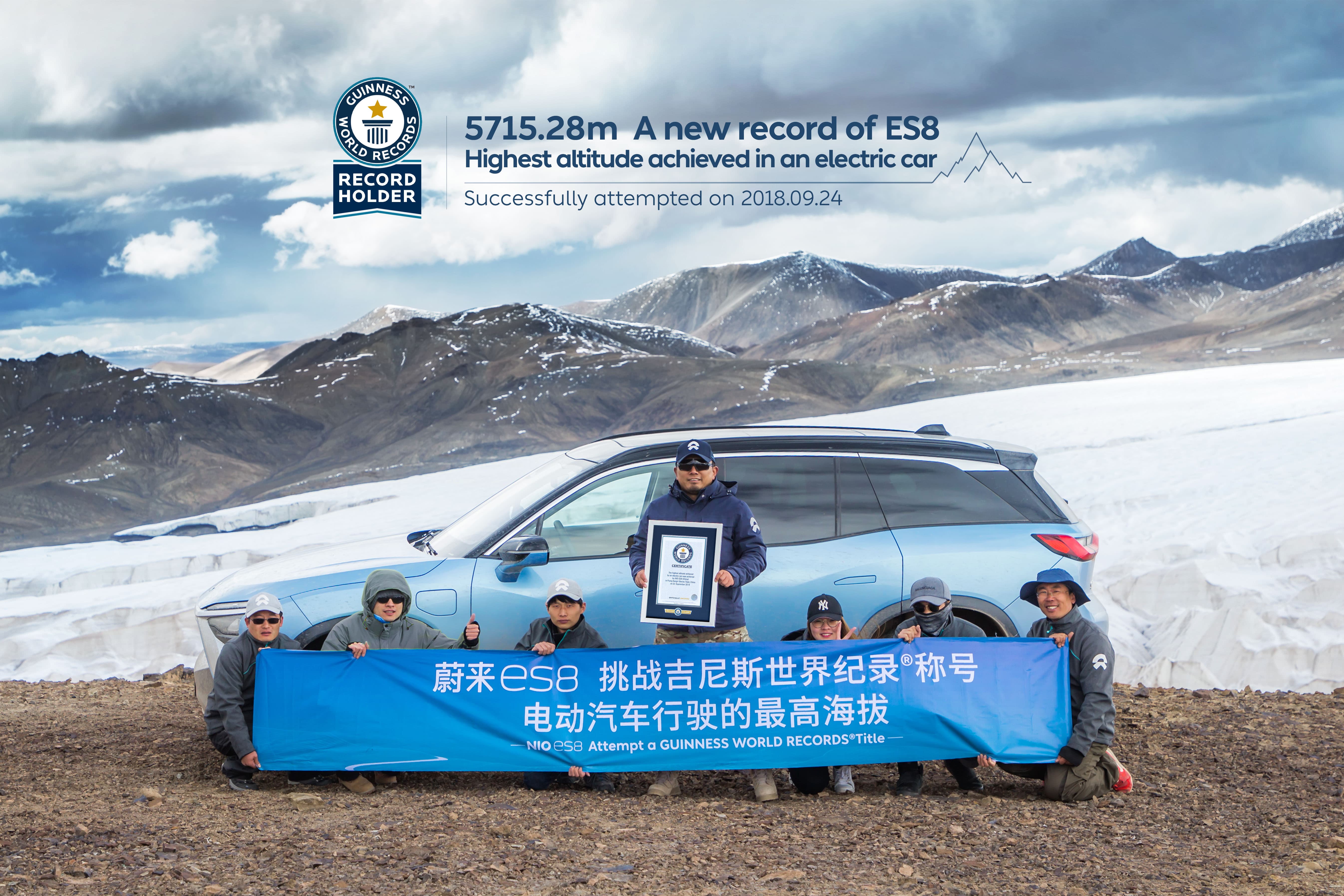 NIO ES8 Sets a GUINNESS WORLD RECORDS™ TITLE at the Height of 5715.28 Meters NIO ES8 Sets a GUINNESS WORLD RECORDS™ TITLE at the Height of 5715.28 Meters